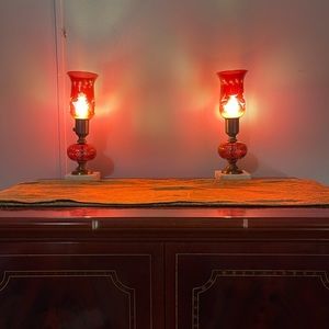 Vintage Red Glass Lamps
